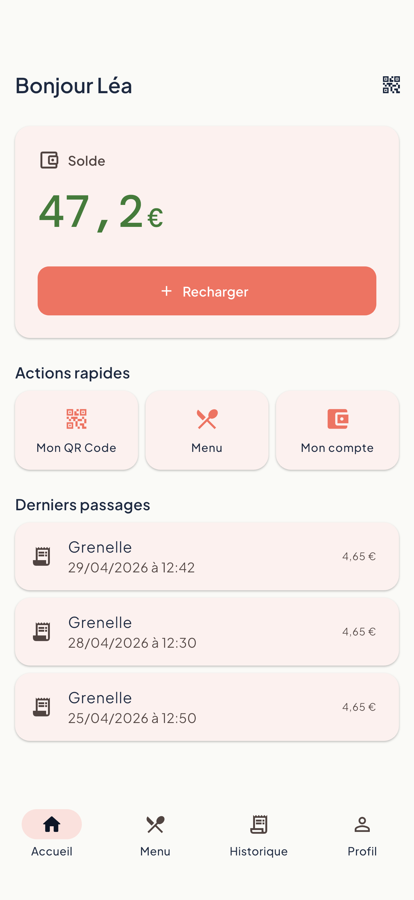 Tableau de bord et solde